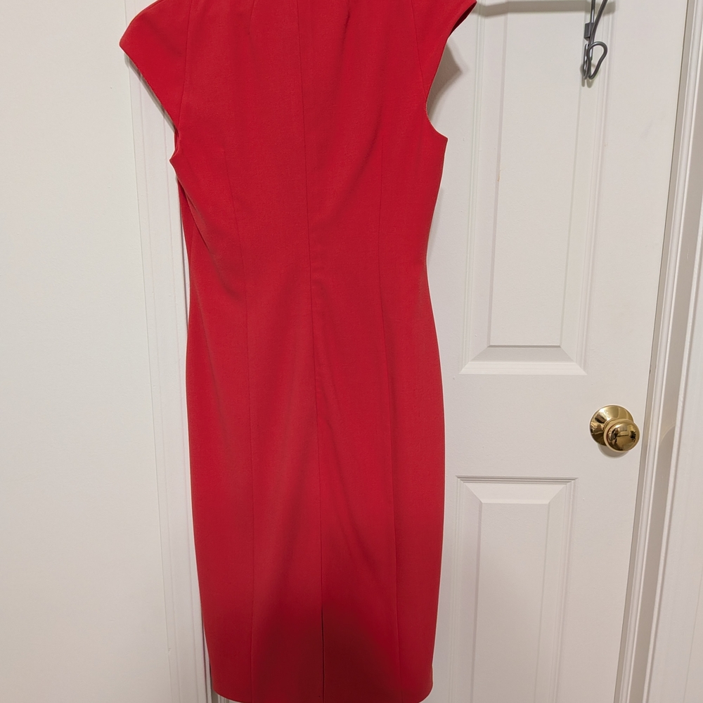 LK Bennett London Dr Marlene Pink Jelly Bean Ruched Sheath Dress US 8 UK 12 - Picture 3 of 6